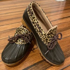 Sperry Cheetah Print Duck Boot Size 7